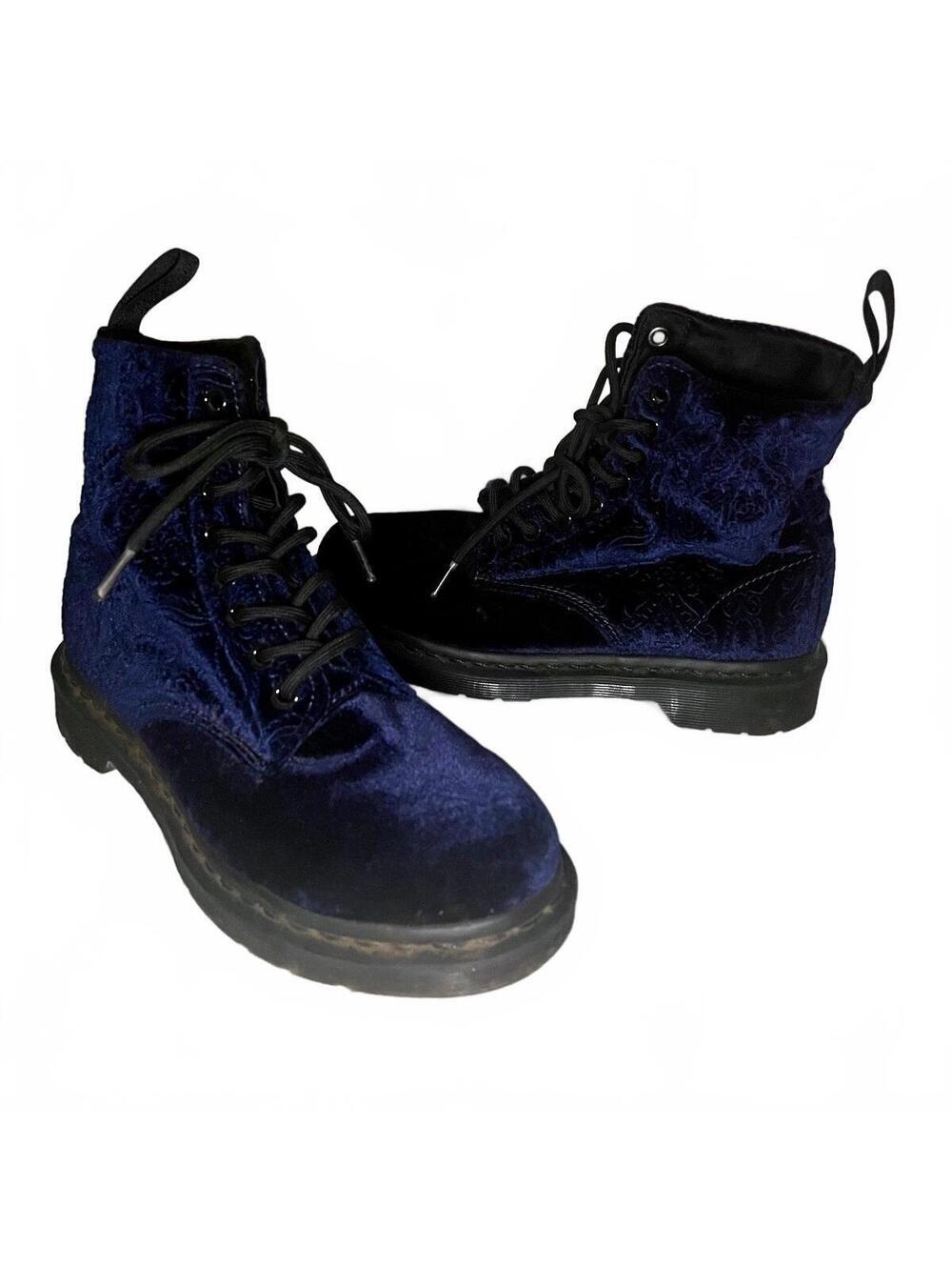 Dr. Martens 1460 Brocade Blue Combat Boots Size 7 US